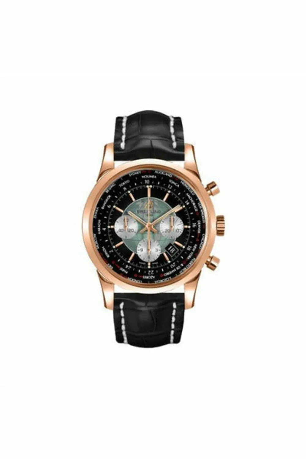 breitling transocean chronograph unitime 18kt rose gold 46mm men's watch