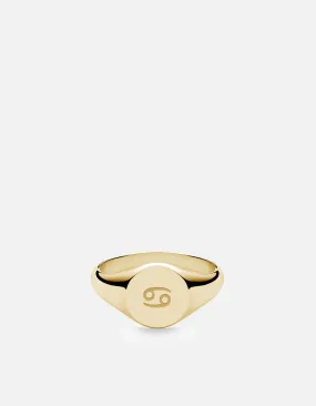 Cancer Astro Signet Ring, 14k Gold