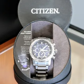CITIZEN World Time A-T Watch Ref. AT9070-51L Eco-Drive Date Indicator Radio Controlled Wristwatch Box & Extra Links!