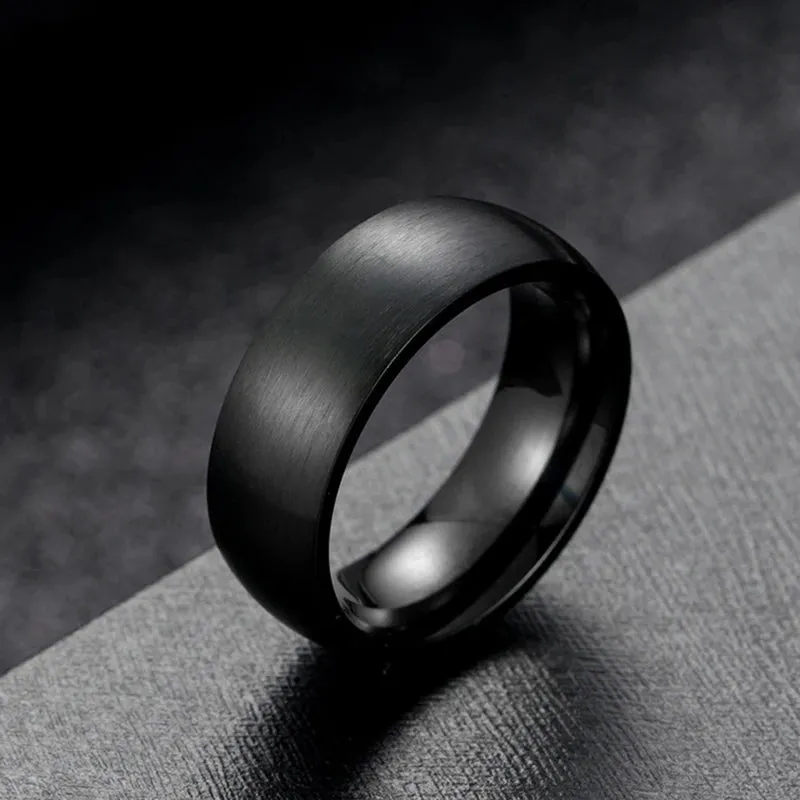 Classic Men Stainless Steel Rings Black Solid Simple Vintage Rings For Men Wedding Bands Christmas Party Jewelry Gift Wholesale