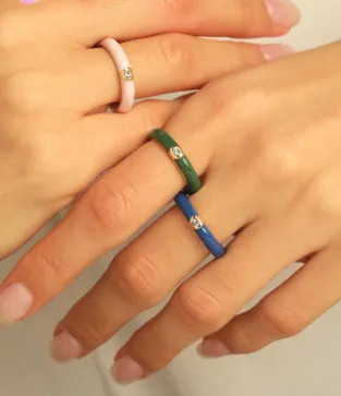 COLORED SIMPLE STYLE ENAMEL RINGS