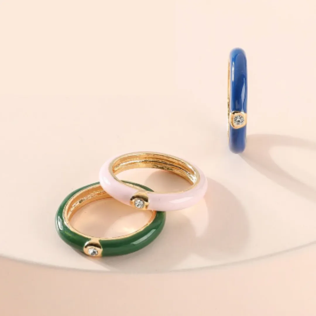 COLORED SIMPLE STYLE ENAMEL RINGS