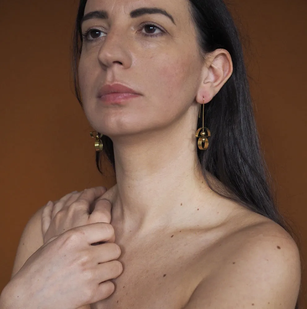 Consta Half Circle, Ball & Circle Earrings | by brass bold