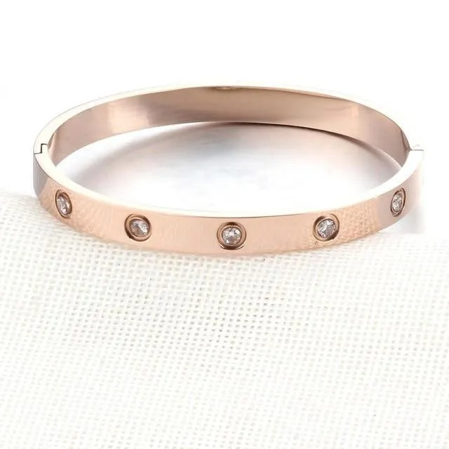 Crystal Gold Color Stainless Steel Bracelets