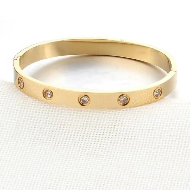 Crystal Gold Color Stainless Steel Bracelets