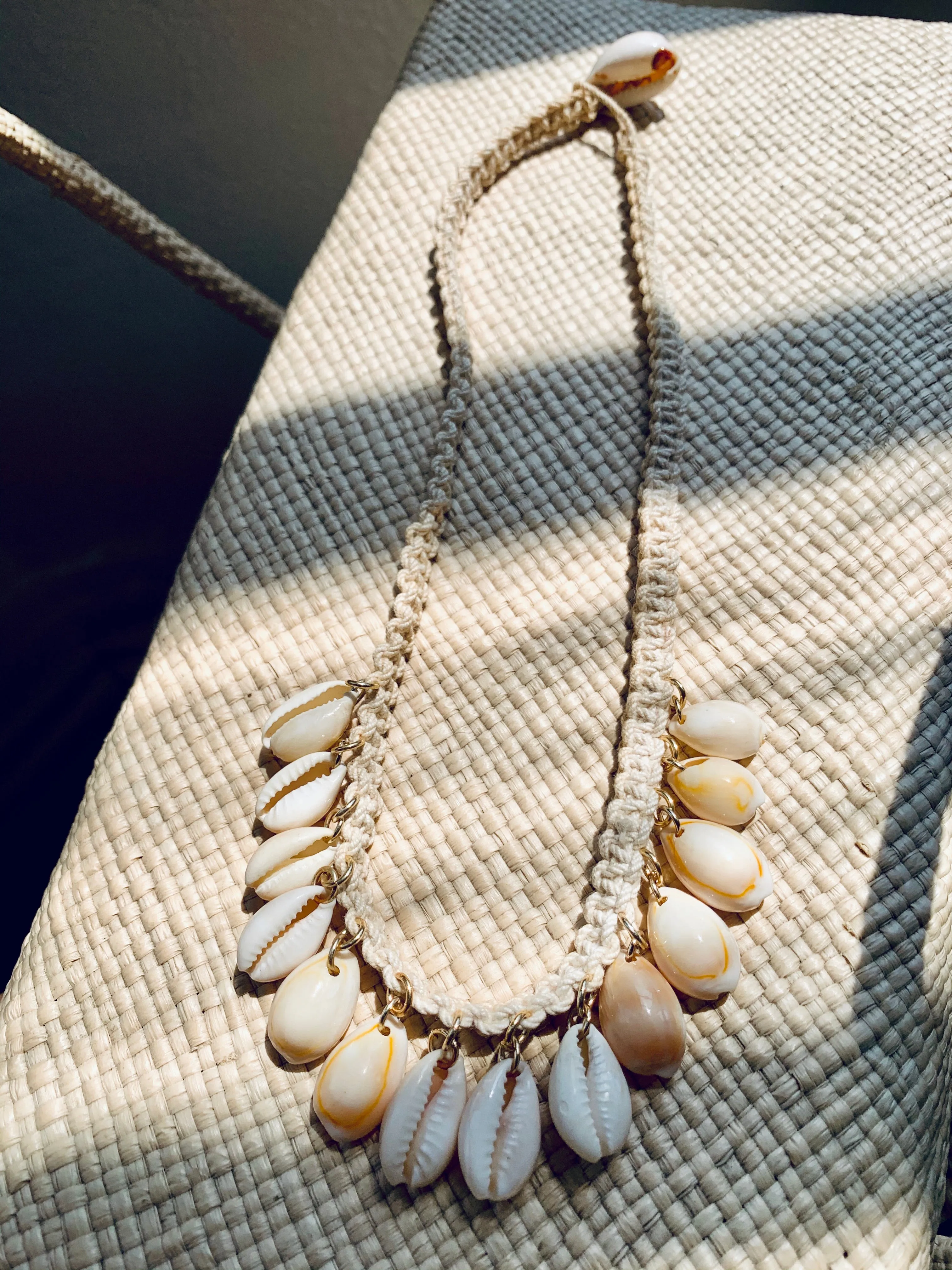 Dancing Shells on Macramé Necklace