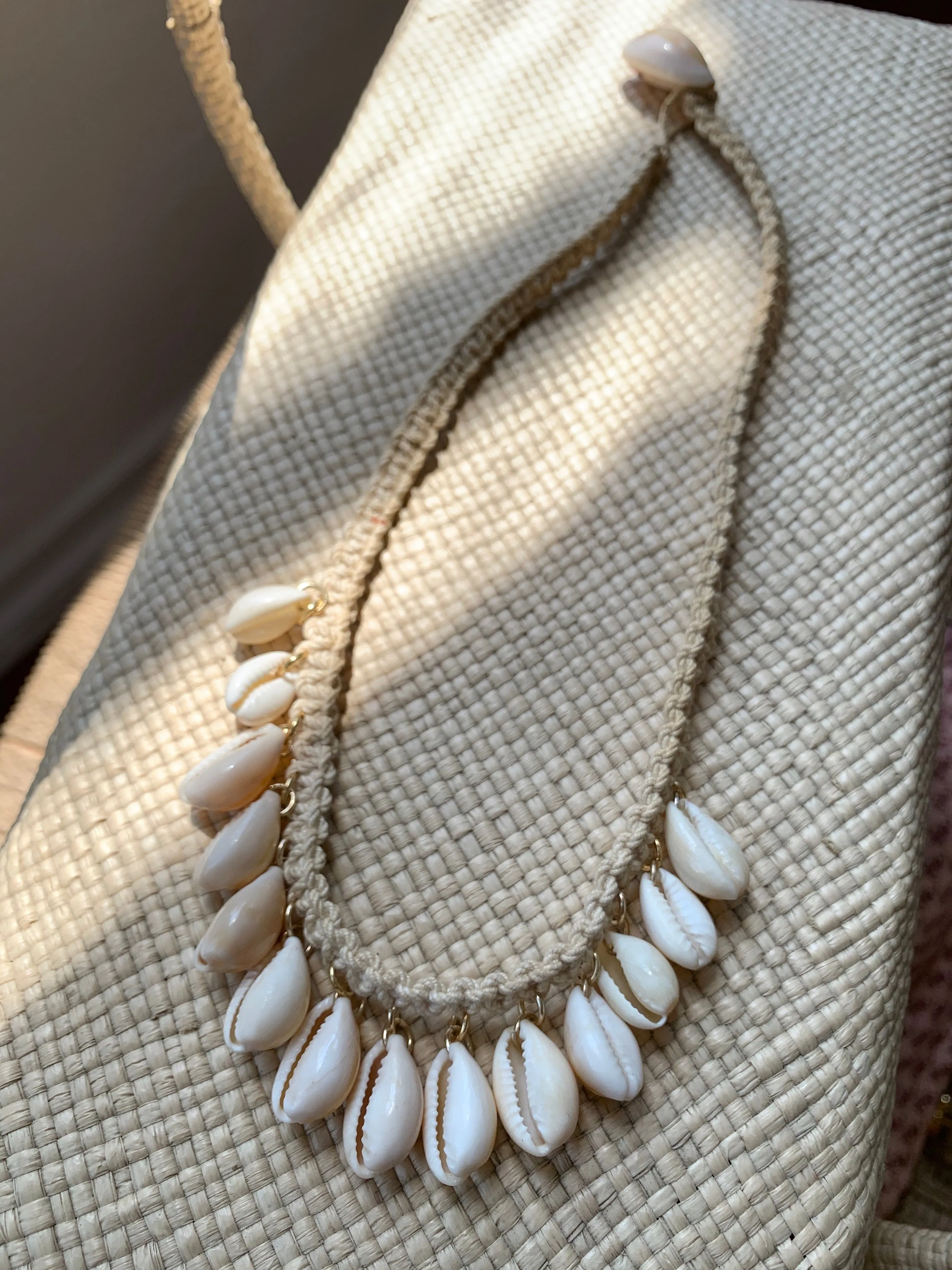 Dancing Shells on Macramé Necklace
