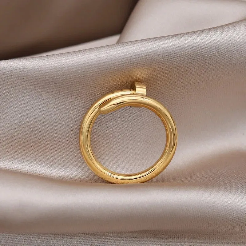 Delicate Micro-Inlaid Zircon Nail Shaped Rings