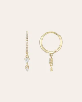 Diamond Huggie Earrings with Drop Duo