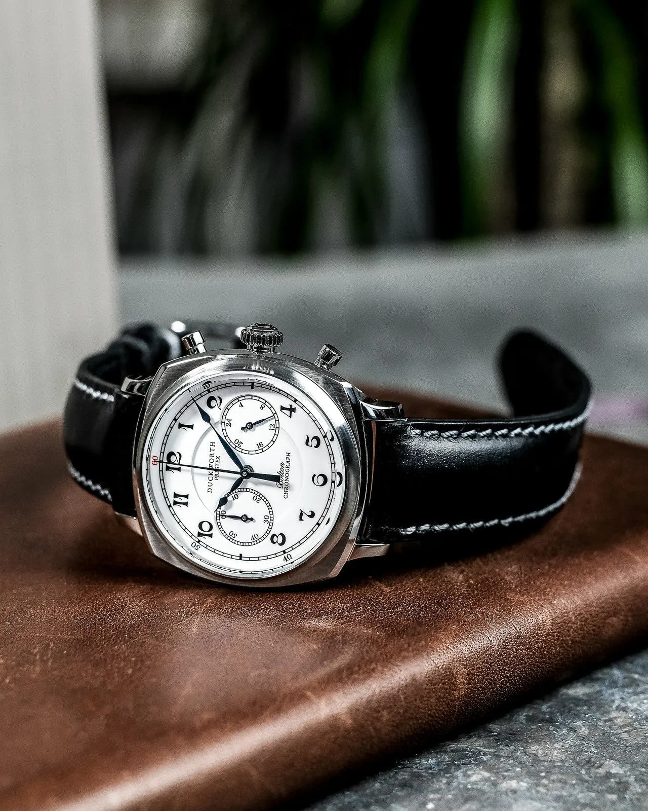 Duckworth Prestex Bolton Chronograph White Black Leather
