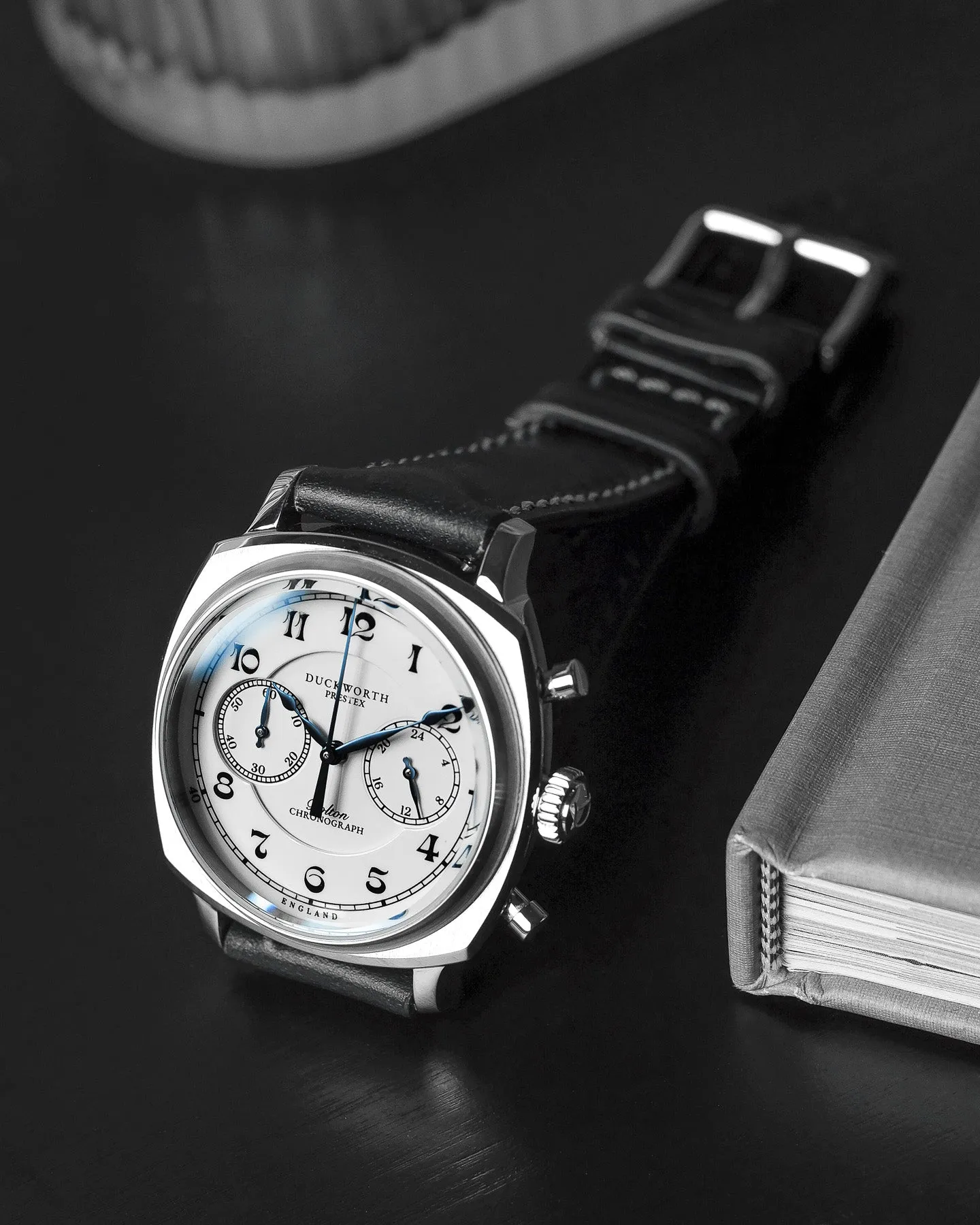 Duckworth Prestex Bolton Chronograph White Black Leather