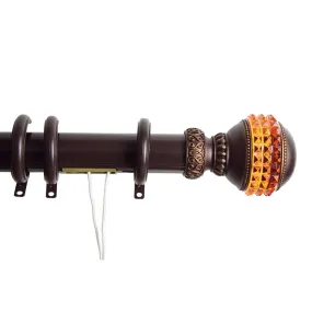 Emma Decorative Traverse Rod with Rings 84" - 156" - Cocoa