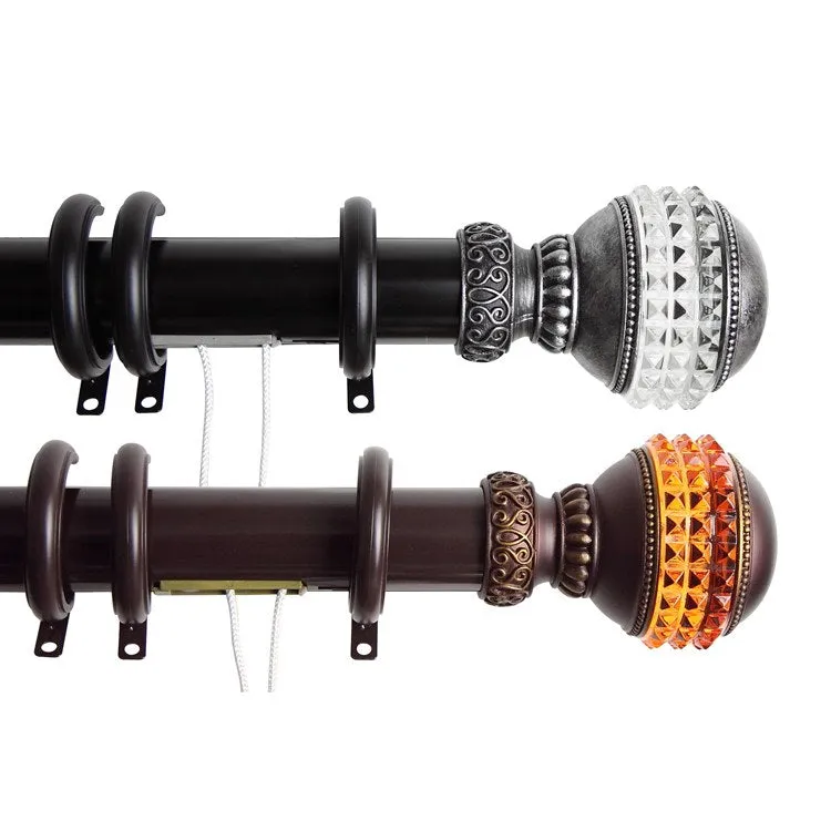 Emma Decorative Traverse Rod with Rings 84" - 156" - Cocoa