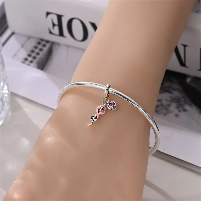 Eternal Rose & Heart Dangle Charm