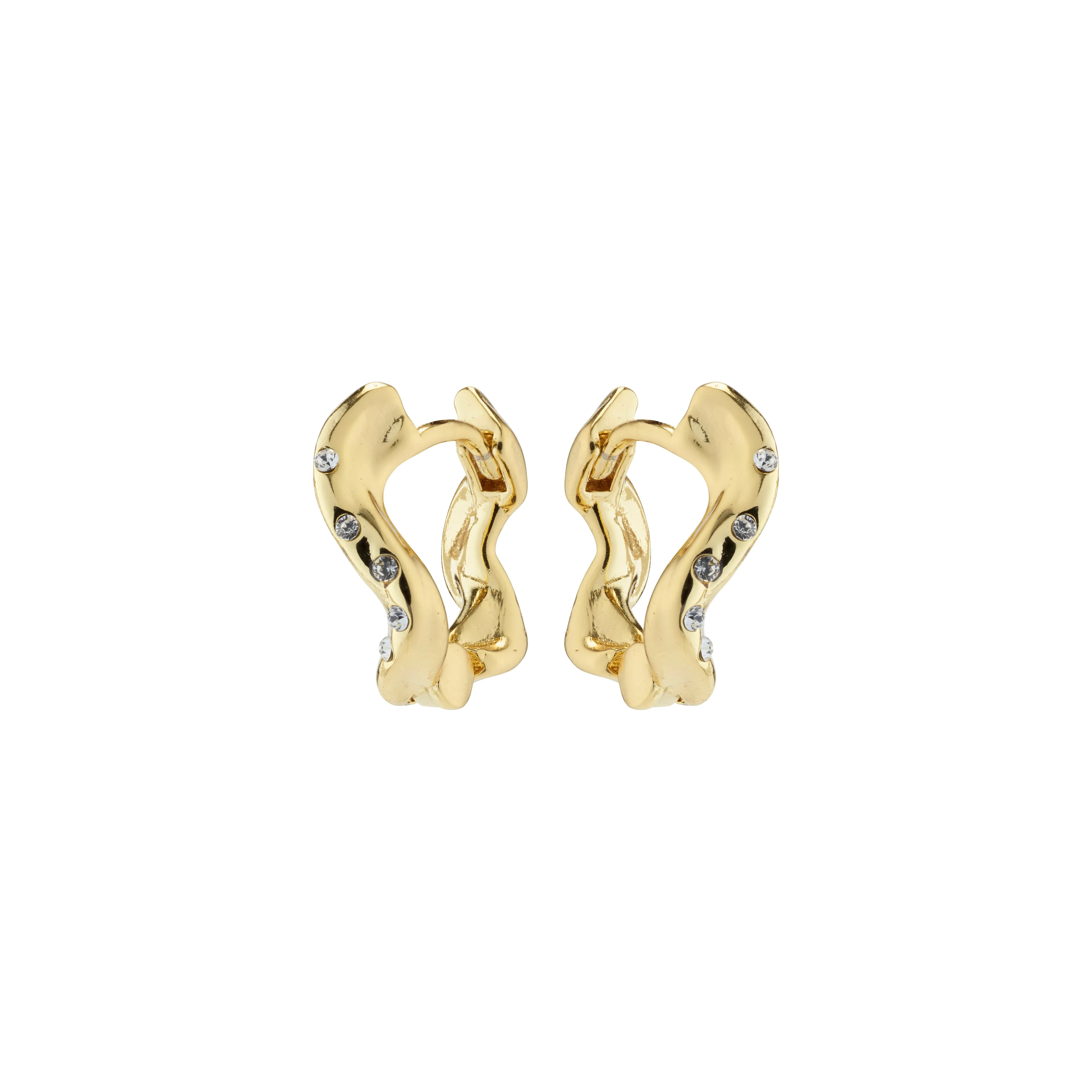 EVRA organic shaped crystal hoops gold-plated