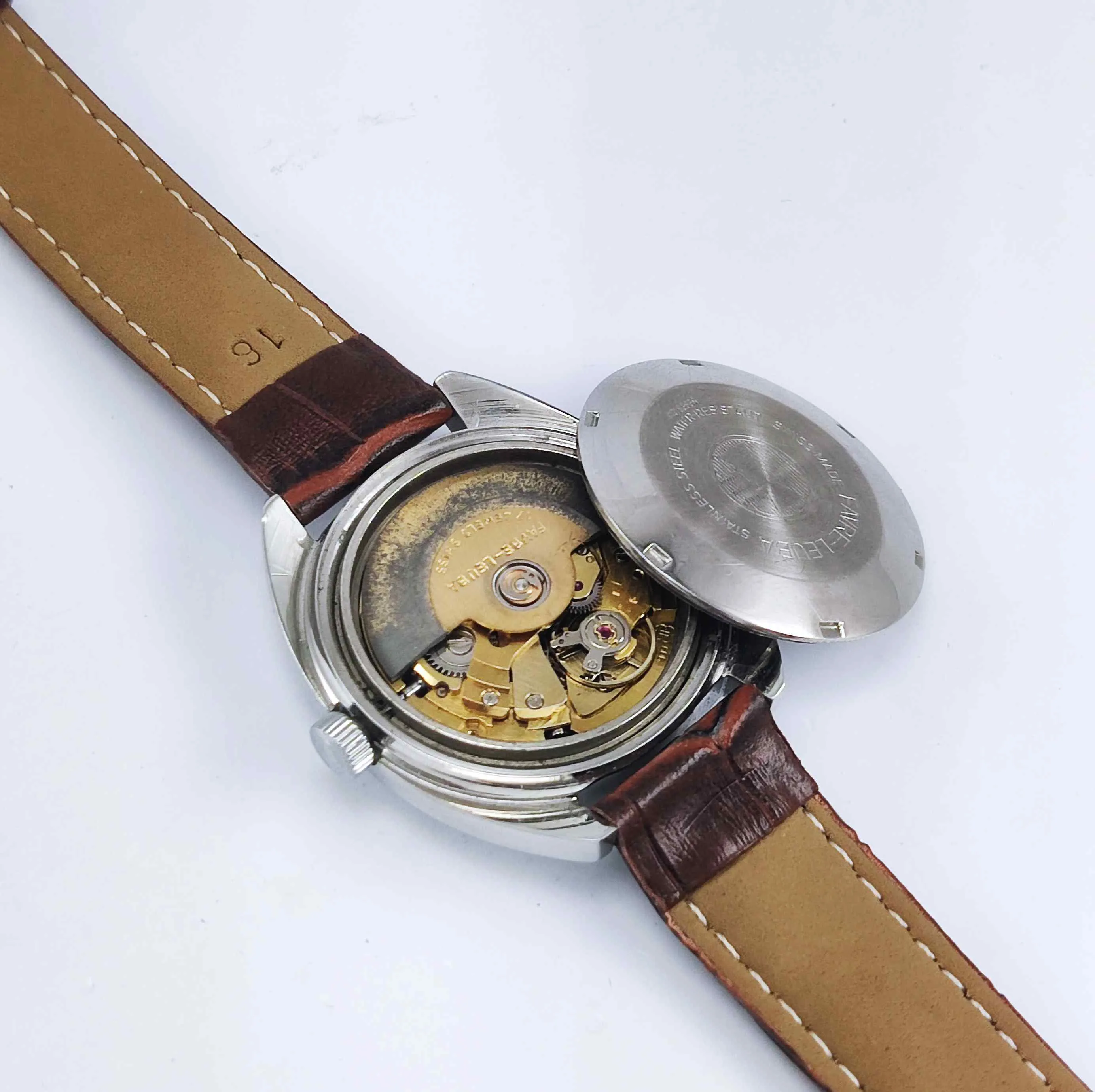 Favre Leuba Geneve Duomatic-909 Charcoal Navy Blue Dial 17 Jewels Men's Watch