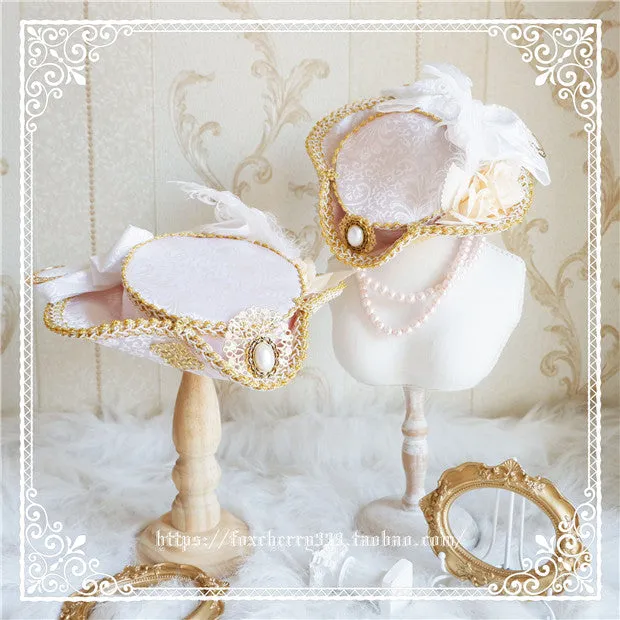 Fox Cherry-Lolita  Palace Retro Gorgeous Feather Top Hat