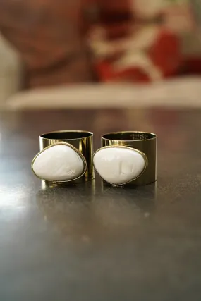 Gilt Edge Shell Napkin Rings, Mother of Pearl, Set of Two