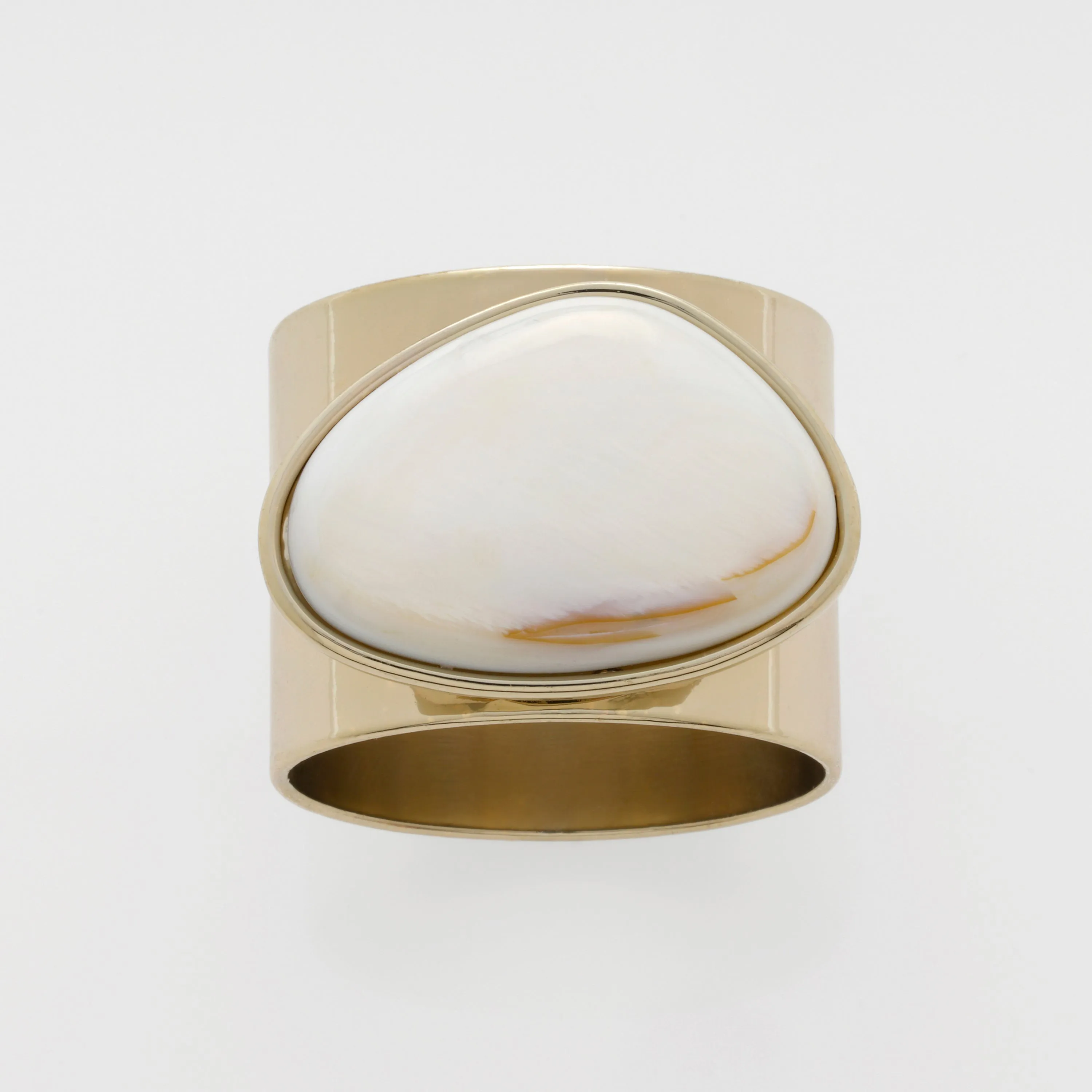 Gilt Edge Shell Napkin Rings, Mother of Pearl, Set of Two
