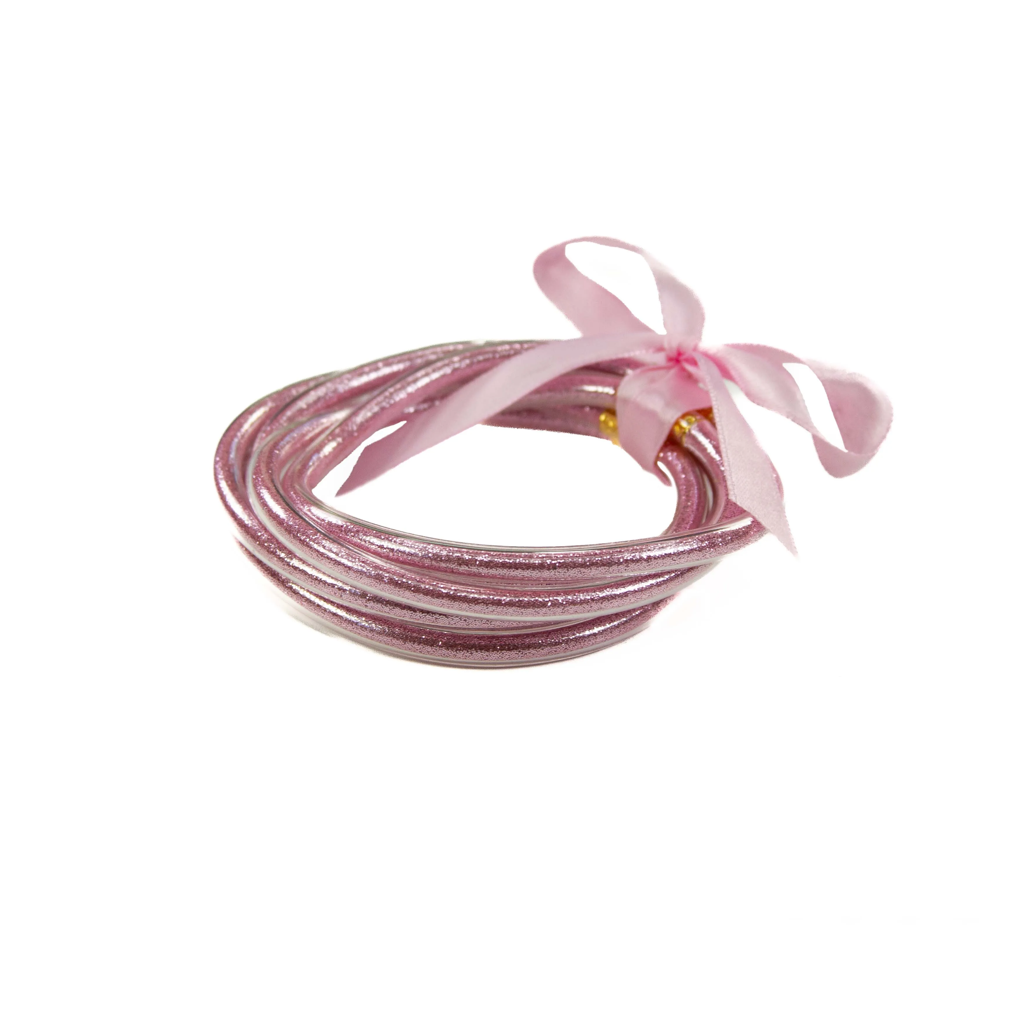 Glitter Jelly Bangle Set of 5 Bracelet 25 Colors: Gold