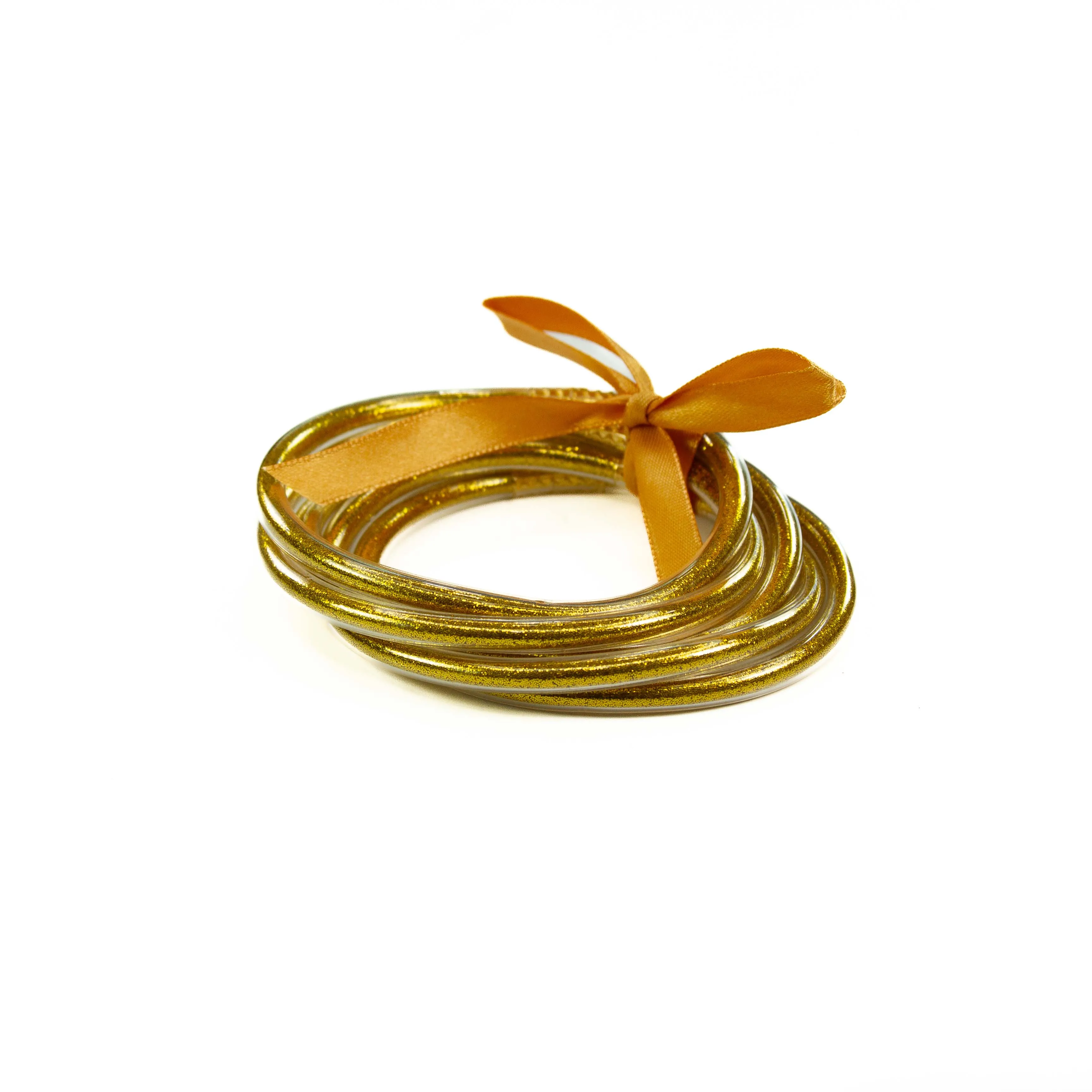 Glitter Jelly Bangle Set of 5 Bracelet 25 Colors: Gold