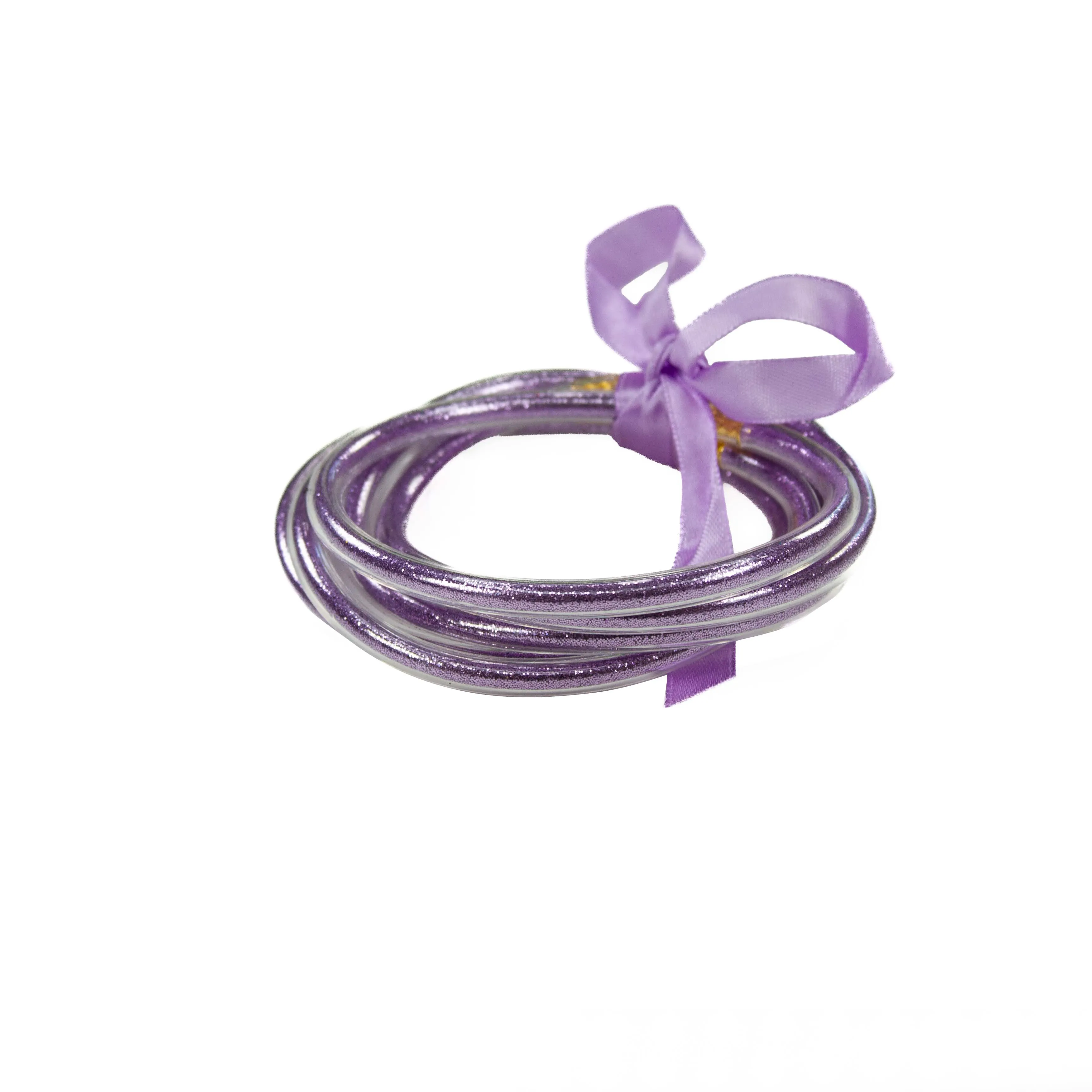 Glitter Jelly Bangle Set of 5 Bracelet 25 Colors: Gold