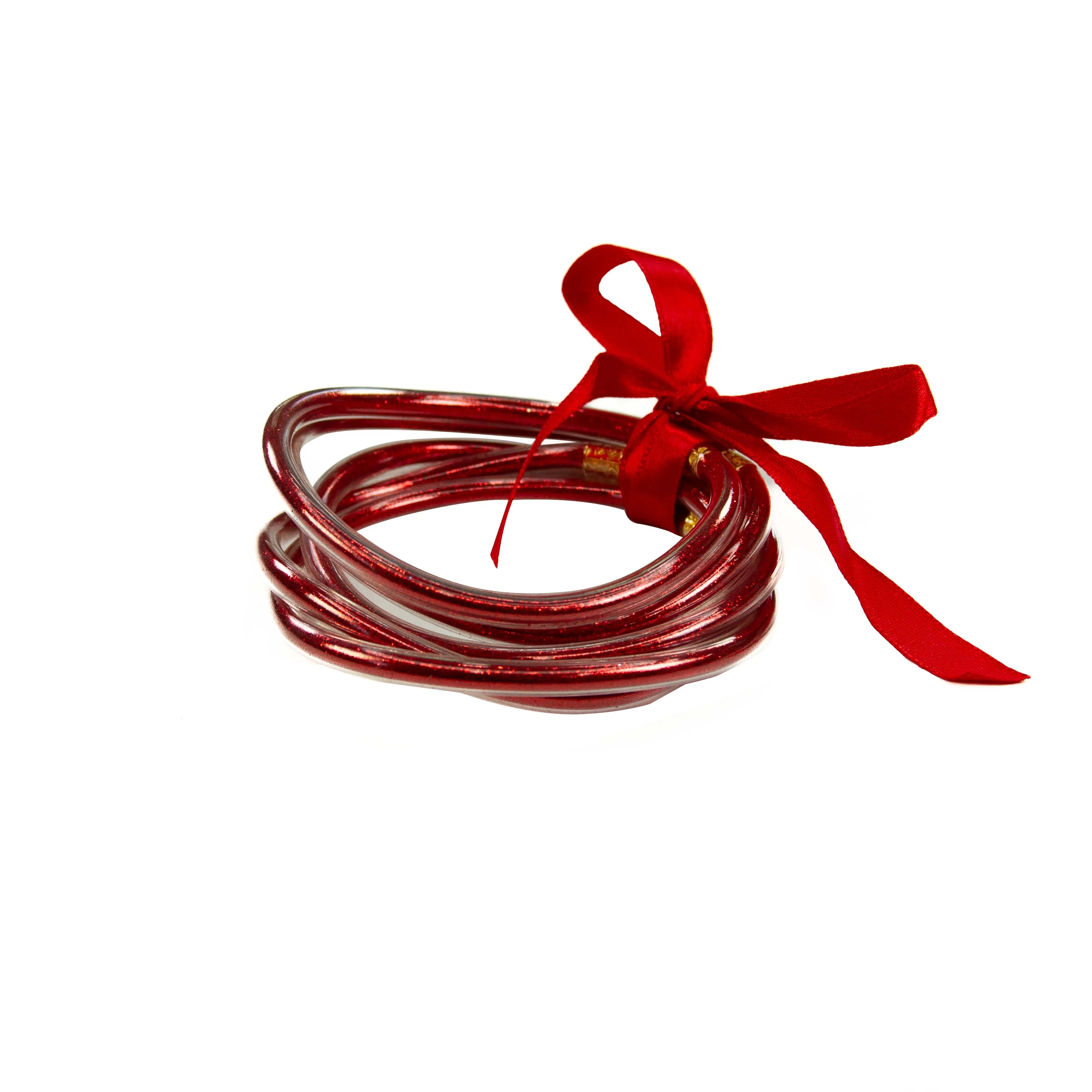 Glitter Jelly Bangle Set of 5 Bracelet 25 Colors: Gold