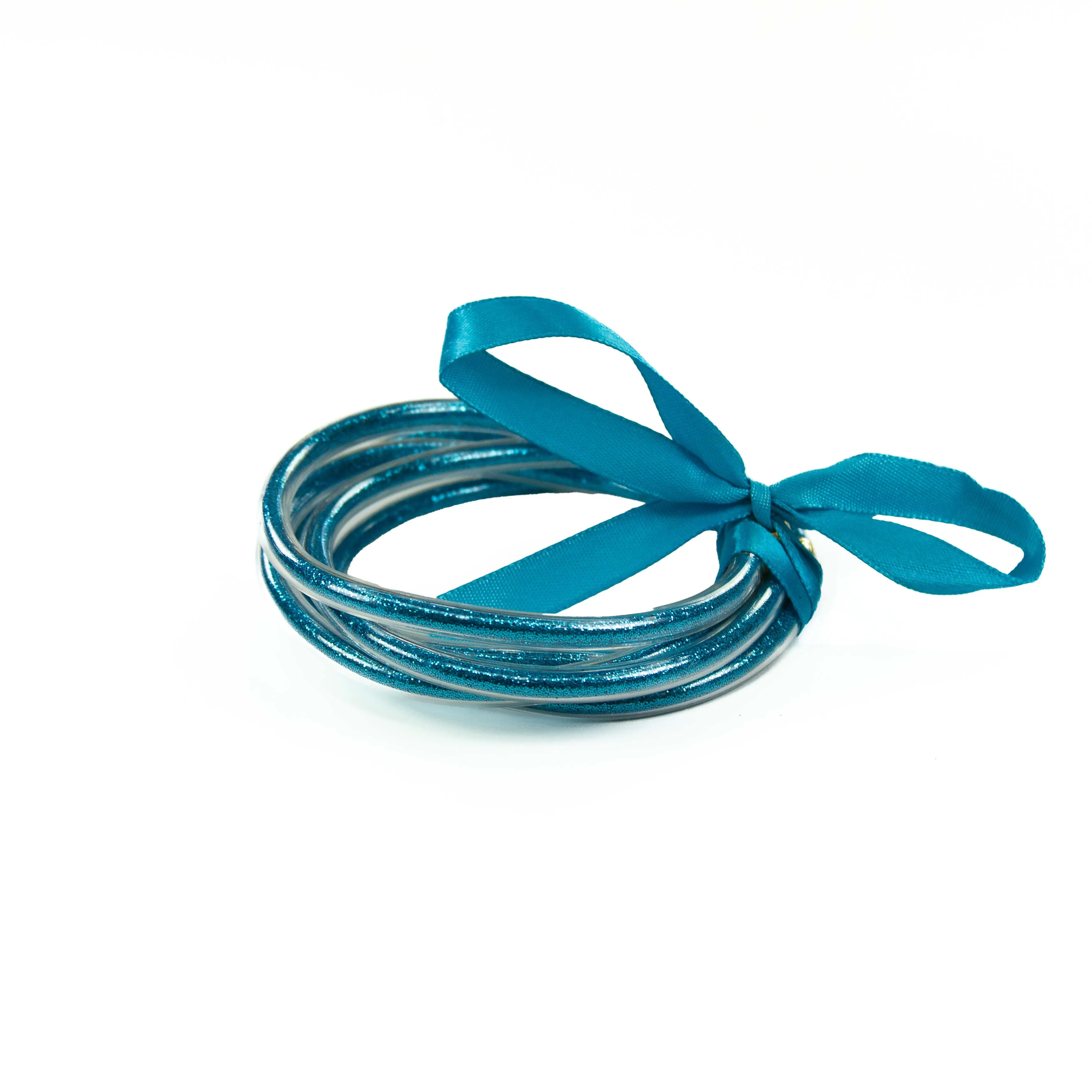 Glitter Jelly Bangle Set of 5 Bracelet 25 Colors: Gold