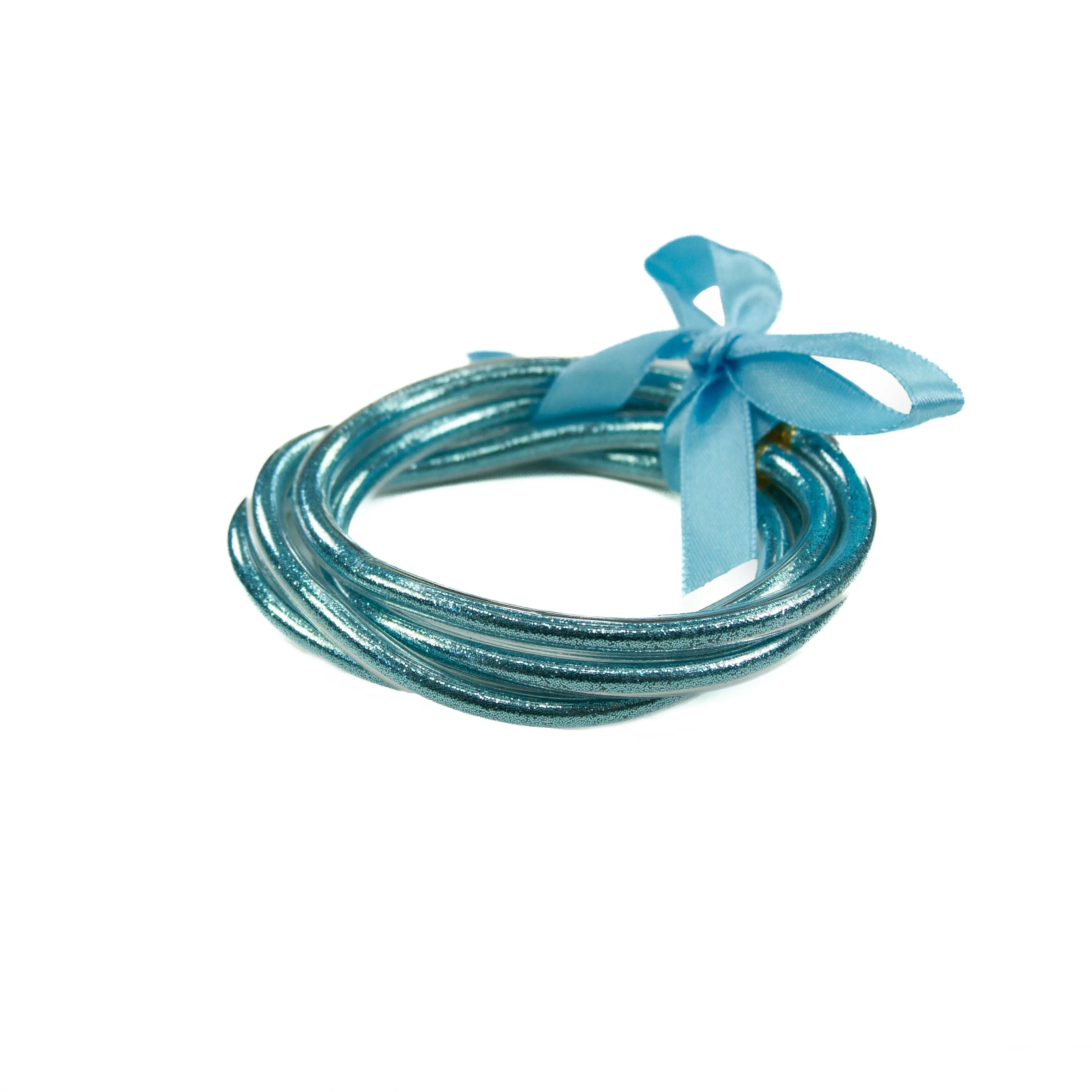 Glitter Jelly Bangle Set of 5 Bracelet 25 Colors: Gold
