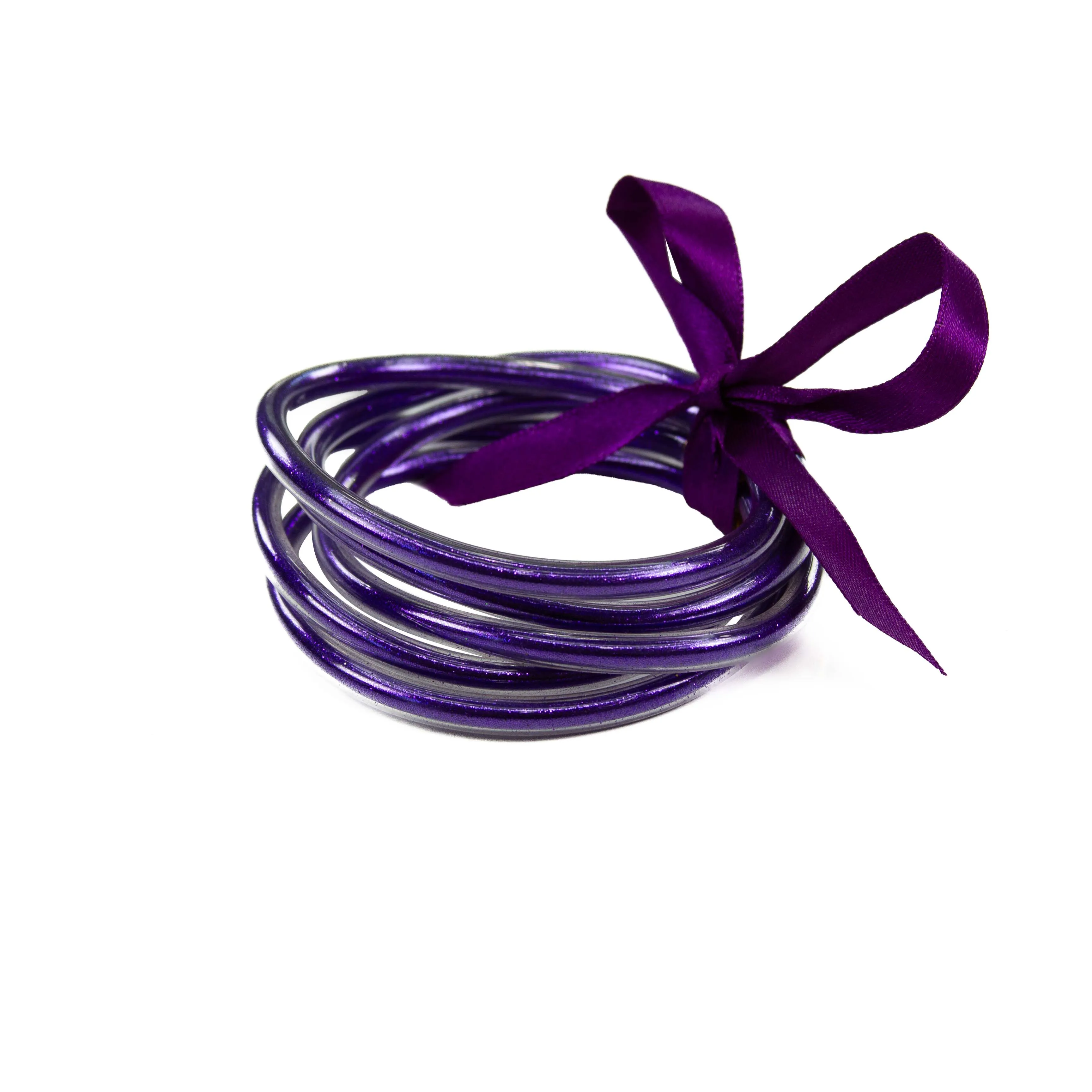 Glitter Jelly Bangle Set of 5 Bracelet 25 Colors: Gold
