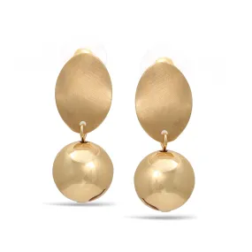 GOLD BRUSHED AND SHINY BALL POST EARRINGS #SWKK-9475GLD (GB6)