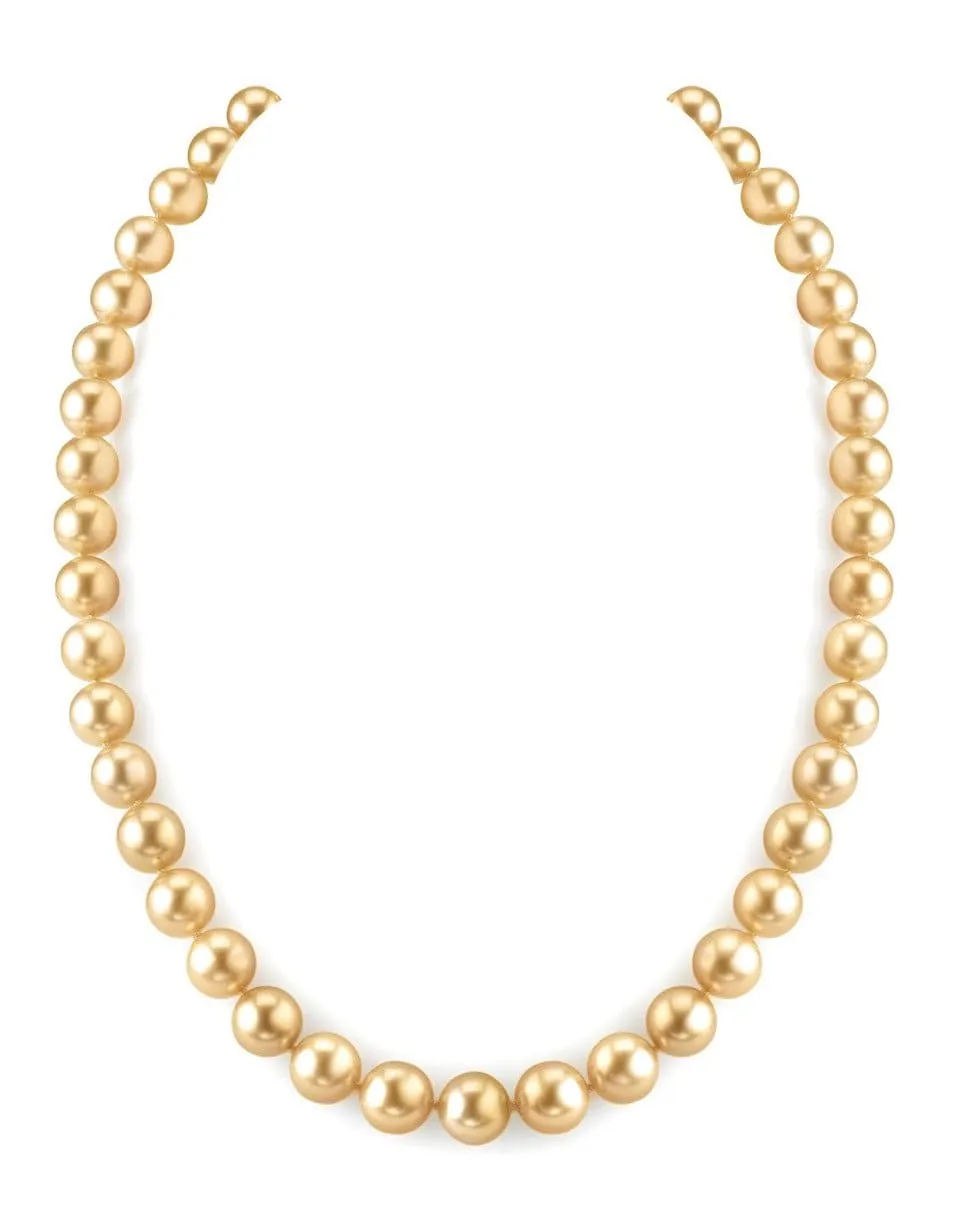 Golden South Sea Pearl Necklace, 8.0-10.0mm - AAA Quality