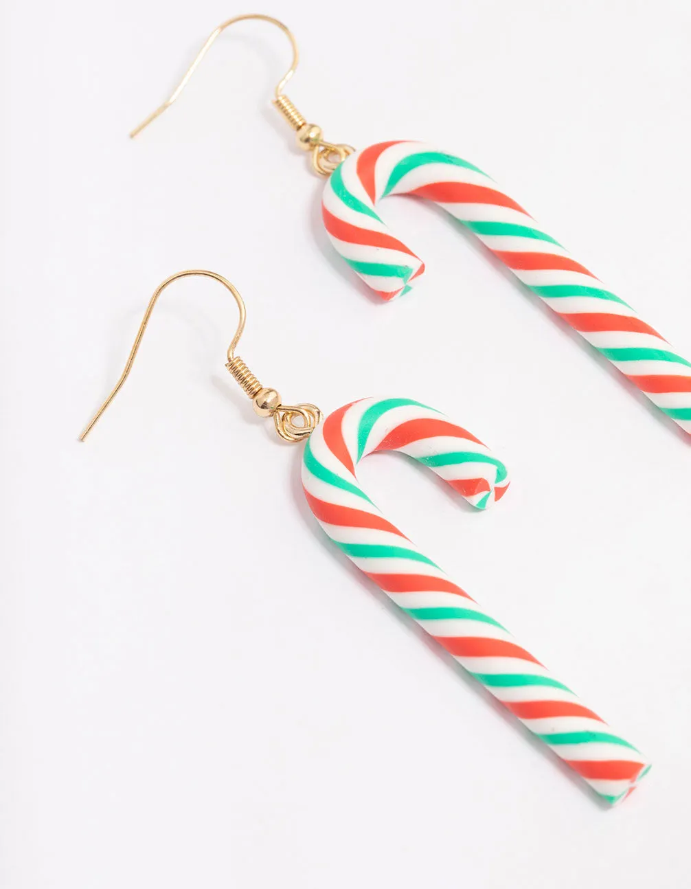 Green & Red Candy Cane Drop Earrings