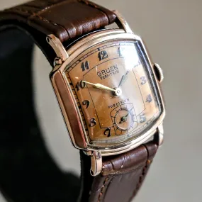 GRUEN Veri-Thin Precision Wristwatch Coral Gold Case & Dial Conoruma Movement Grade 405 Watch