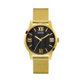 Guess Campbell Gold Mesh Bracelet Black Dial Quartz Watch for Gents - GW0214G2