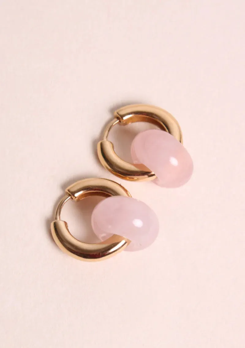 hoop earrings - tessa - rose quartz