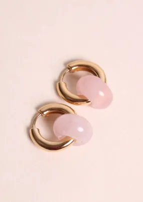 hoop earrings - tessa - rose quartz