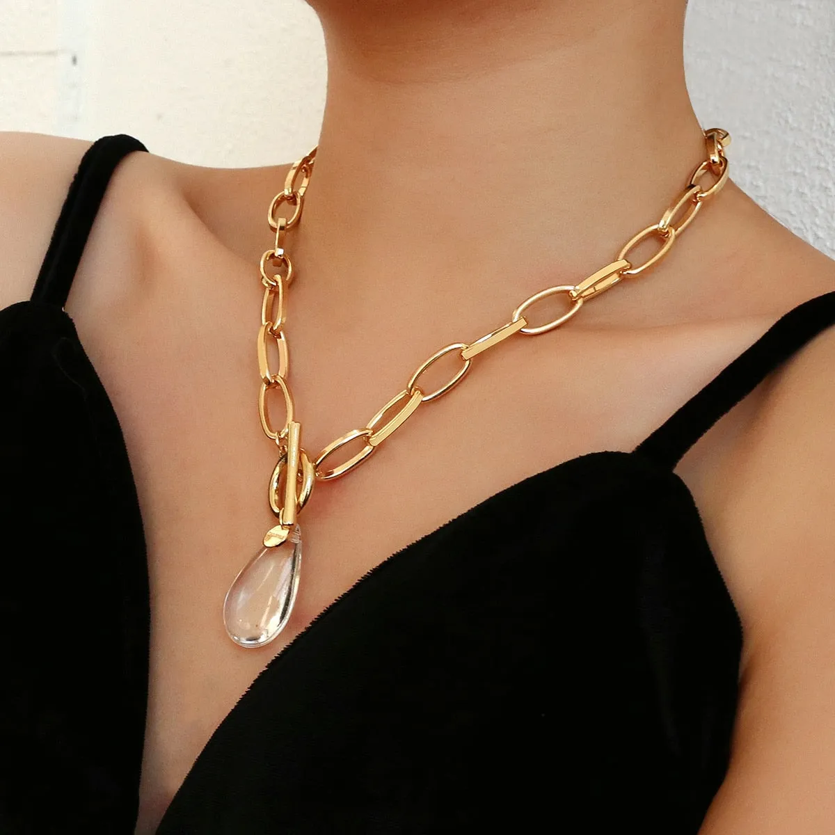 Karin Crystal Water Drop Pendant Necklace