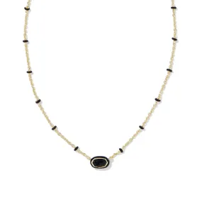 Kendra Scott Mini Elisa Enamel Frame Short Pendant Necklace in Black Agate