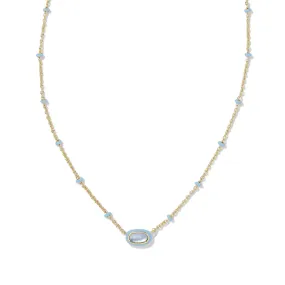 Kendra Scott Mini Elisa Enamel Frame Short Pendant Necklace in Periwinkle Illusion
