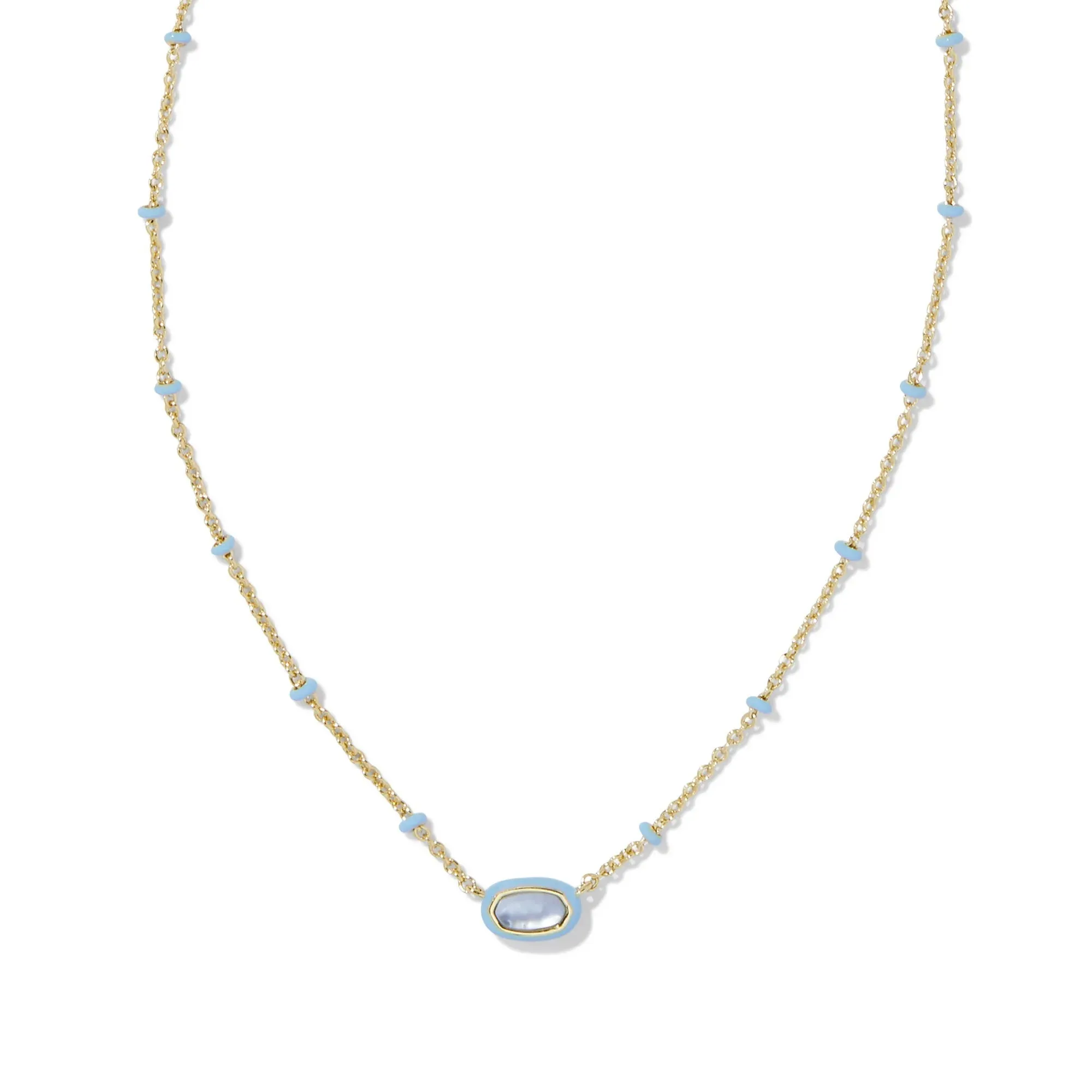 Kendra Scott Mini Elisa Enamel Frame Short Pendant Necklace in Periwinkle Illusion