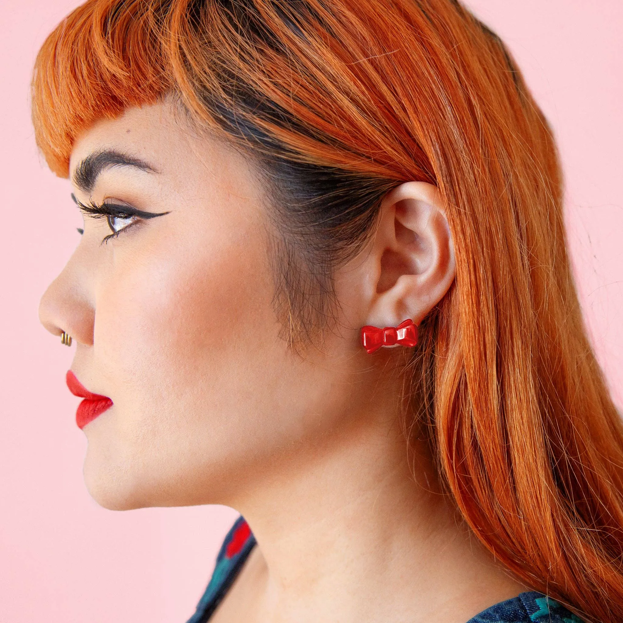 Kitsch Bow Earrings - Red