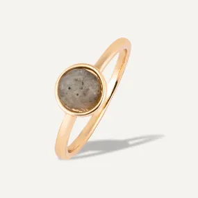 Labradorite Gem Stone Ring Size 18 In Gold-Tone