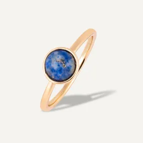Lapis Gem Stone Ring Size 18 In Gold-Tone