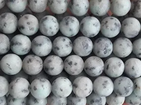 Light Gray Black Spots Semi Precious Quartz Stones