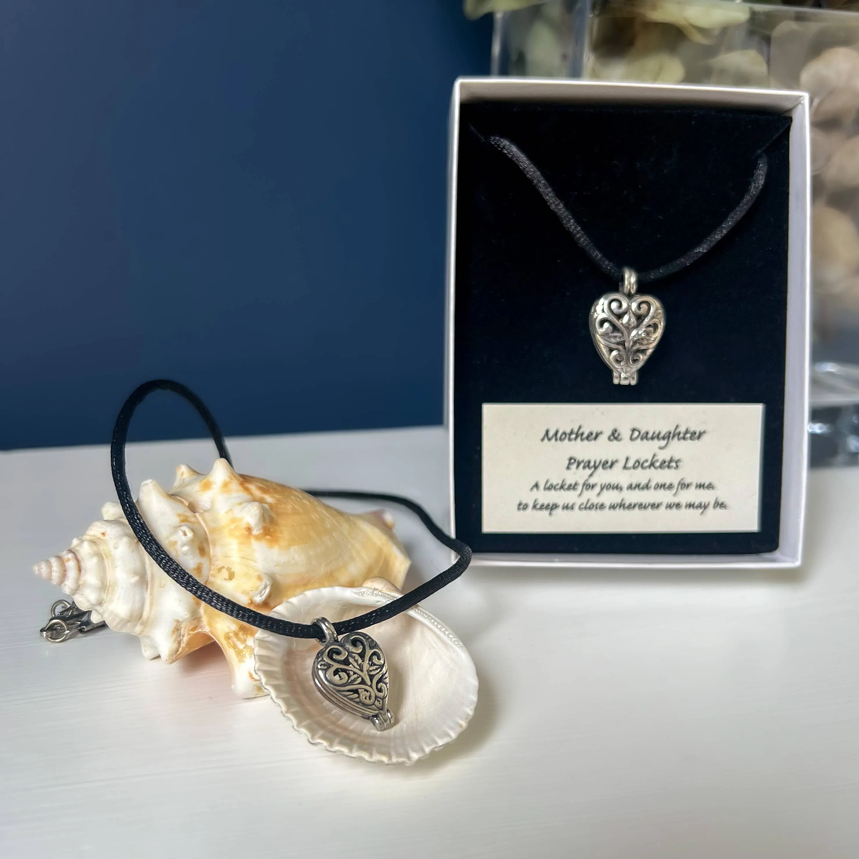 Matching Heart-Shaped Prayer Locket Necklace Sets | Friendship, Grandmother-Granddaughter, Sister, Mother-Daughter