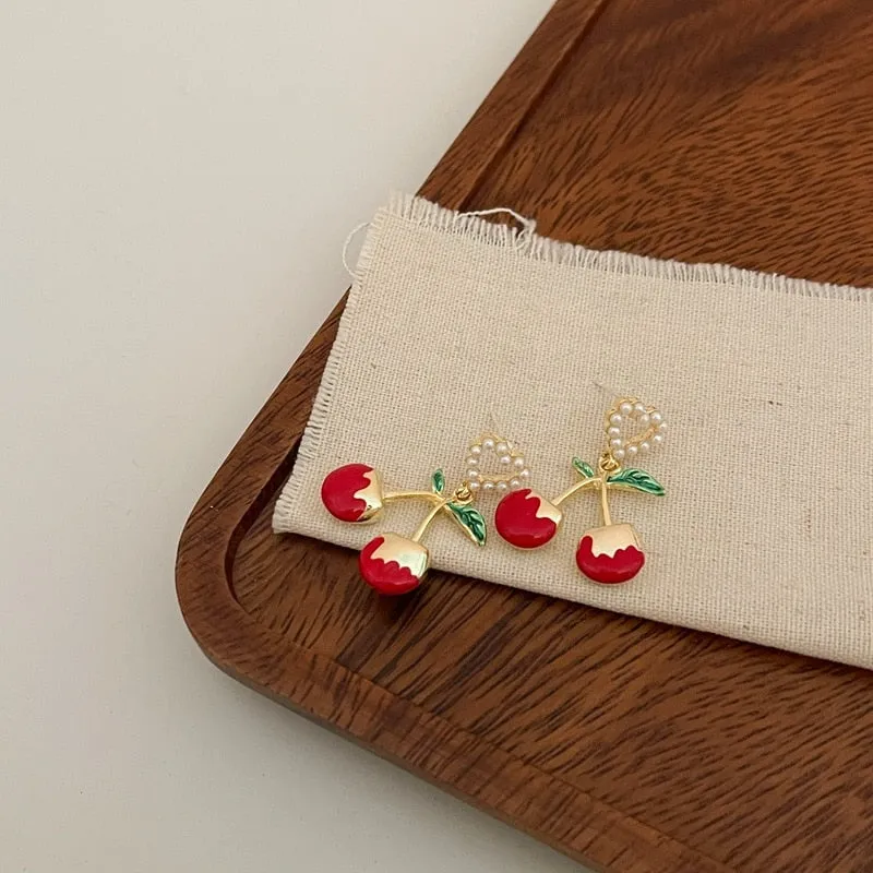 MAYTRENDS  - Sweet Cherry Heart Earrings