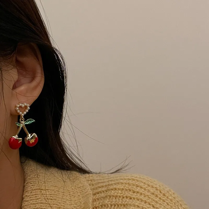 MAYTRENDS  - Sweet Cherry Heart Earrings