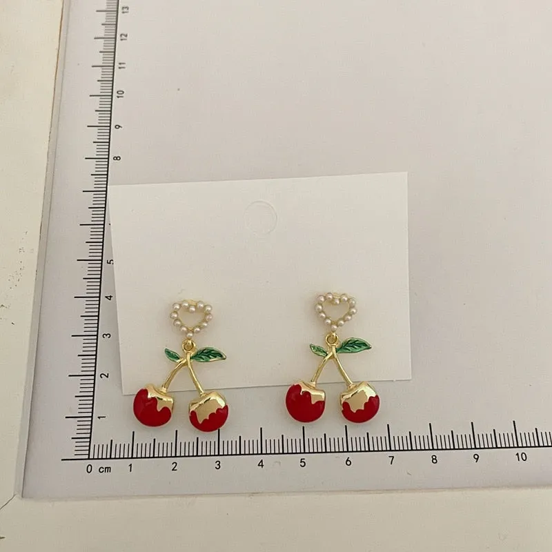 MAYTRENDS  - Sweet Cherry Heart Earrings