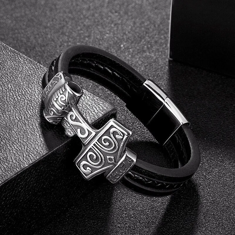 Men Stainless Steel Viking Bracelet Wolf Vintage Jewelry Retro Punk Rock Style Motorcycle Accessories